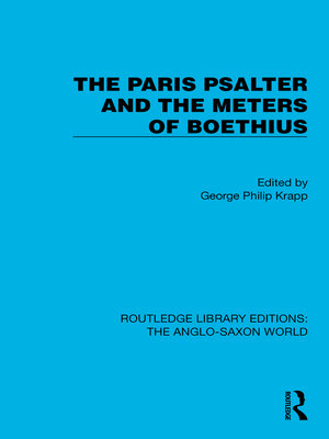 cover image of The Paris Psalter and the Meters of Boethius
